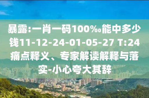 暴露:一肖一码100‰能中多少钱11-12-24-01-05-27 T:24痛点释义、专家解读解释与落实-小心夸大其辞